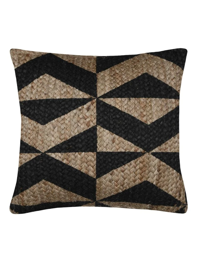 Coussin en jute au style ethnique Noir