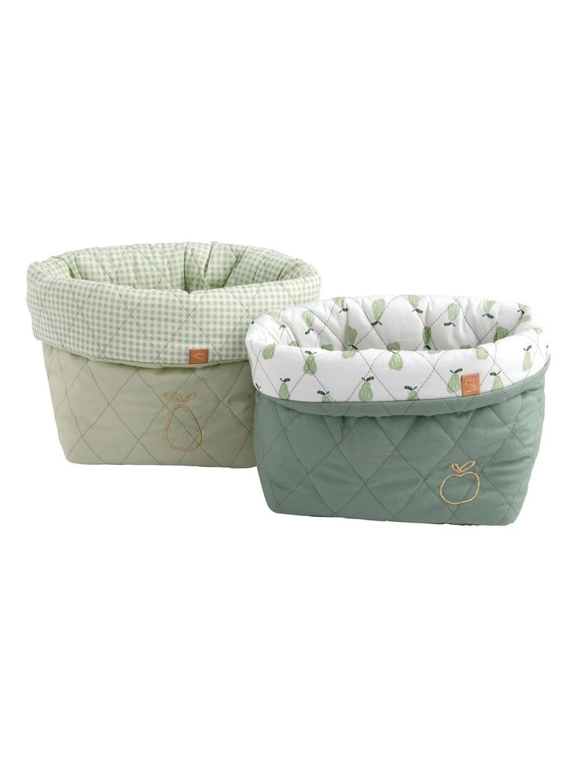 Lot de 2 panières en coton Vert tilleul SAUTHON Vert