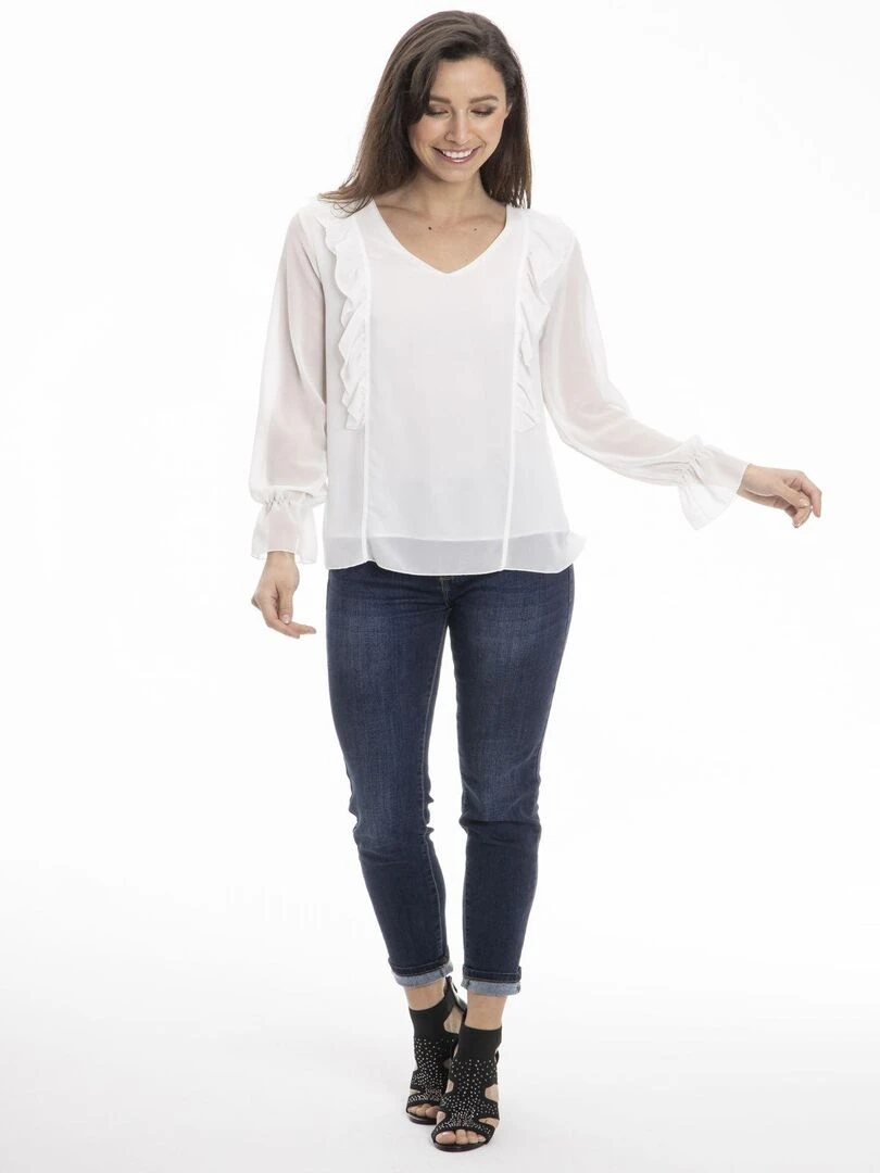 Chemise col tunisien CAROLE Gérard Pasquier Blanc