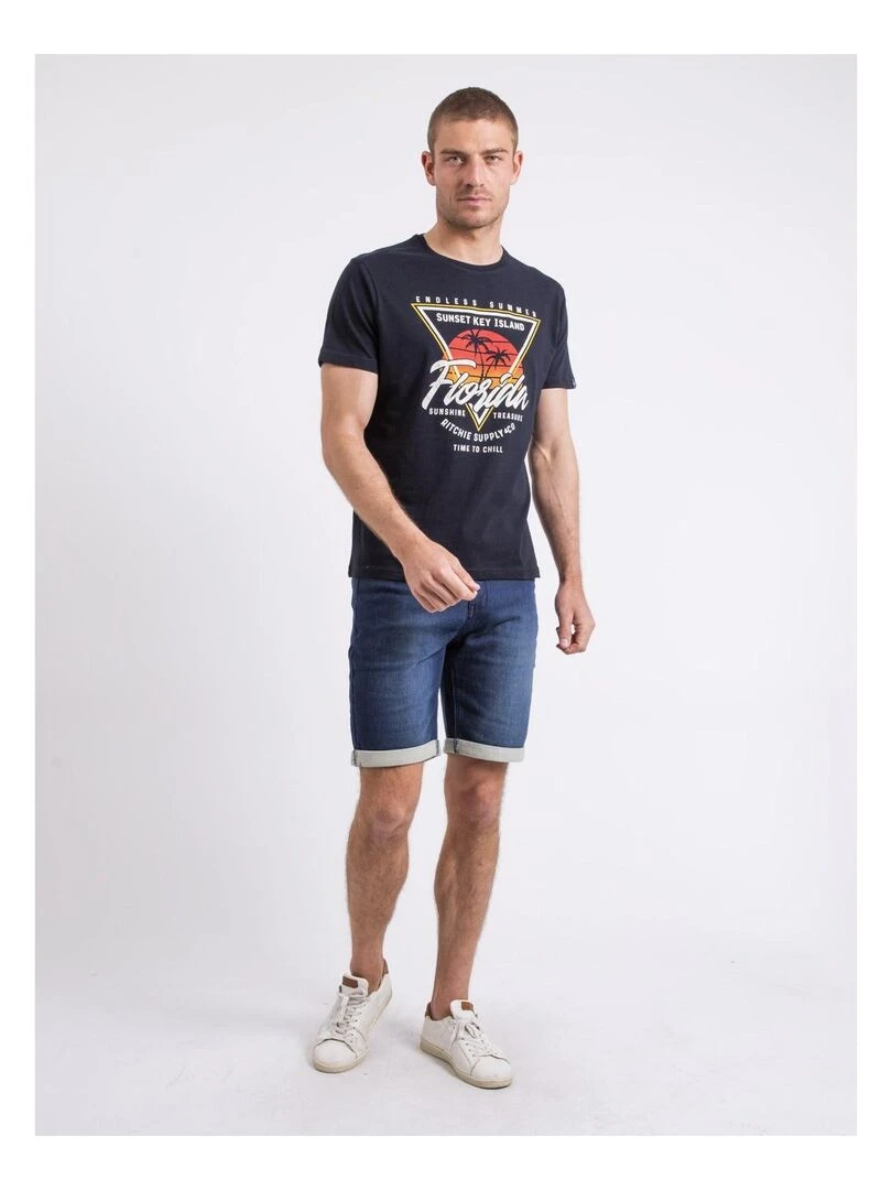 T shirt col rond NILIPACK   Bleu marine