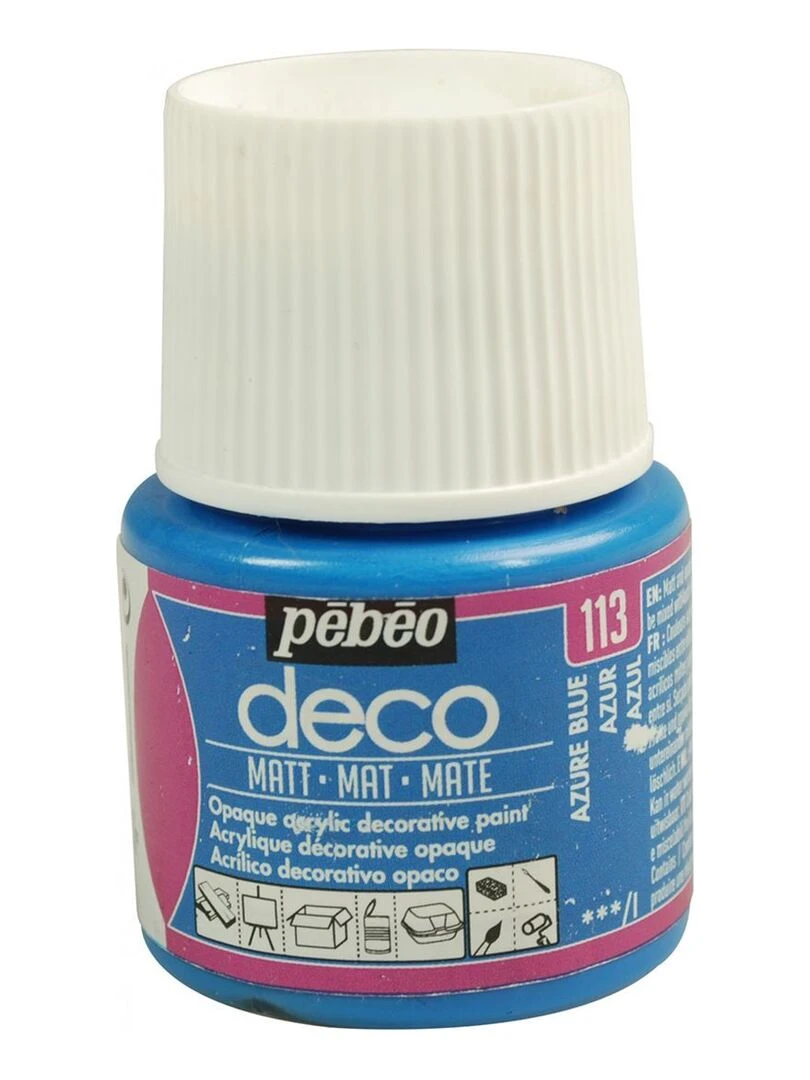 Peinture acrylique opaque mate   Bleu azur   45 ml   N/A