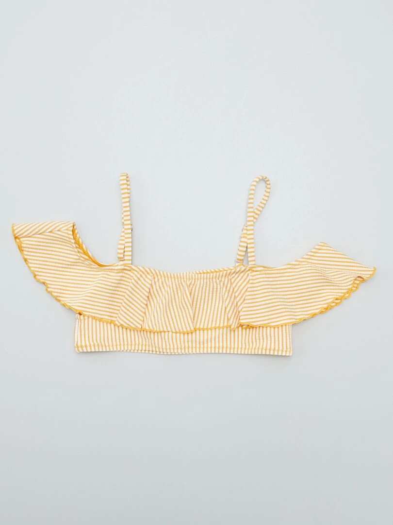 Maillot de bain rayé gaufré 2 pièces Jaune
