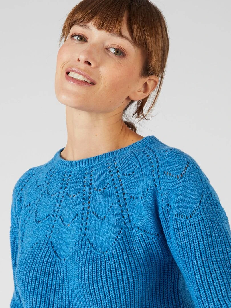 Pull détails ajourés Damart Bleu