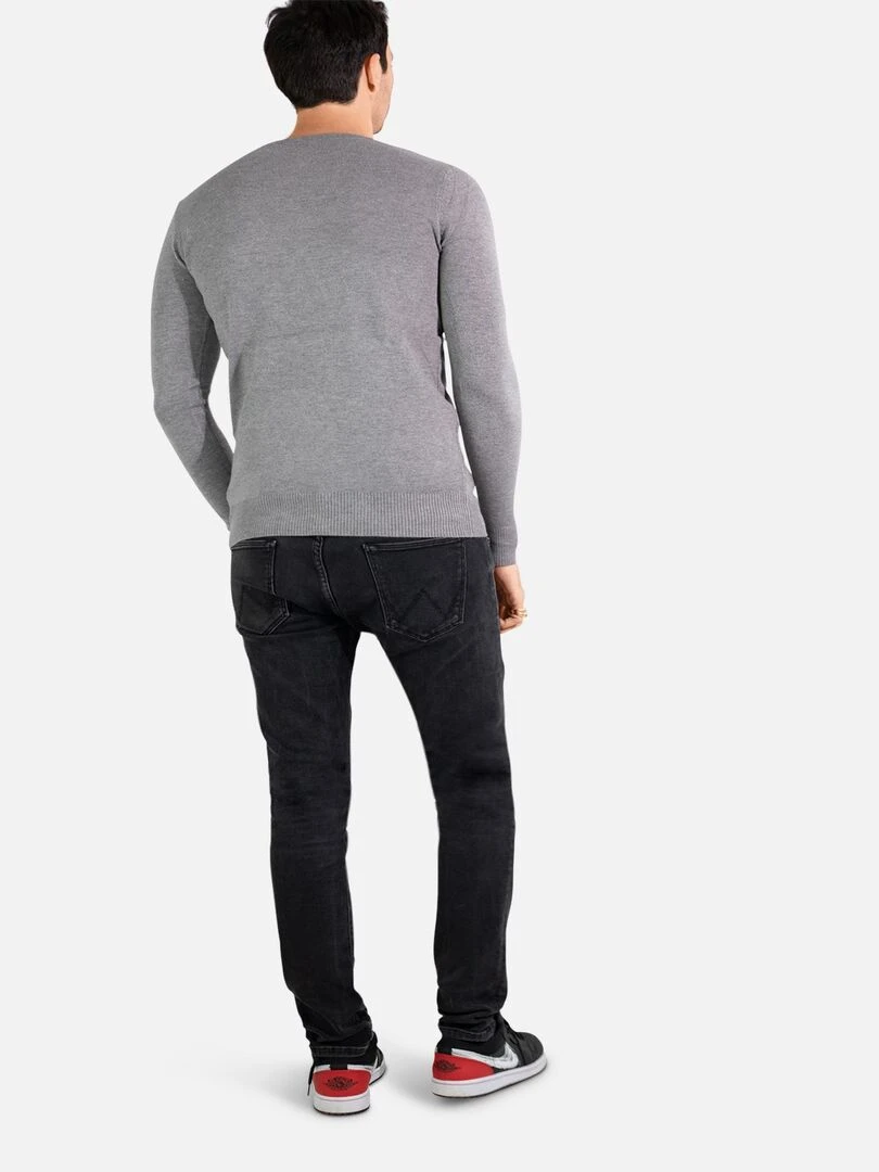 Pull manches longues col rond Kebello   Gris