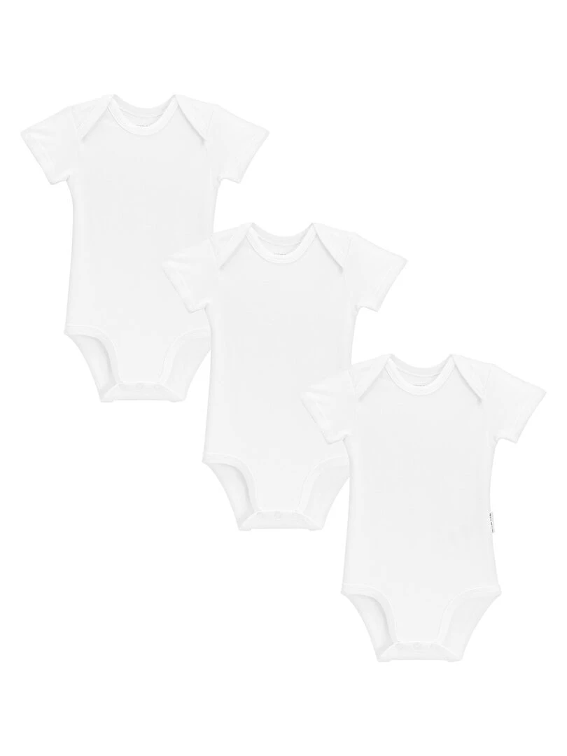 Lot de 3 bodies bébé manches courtes Blanc