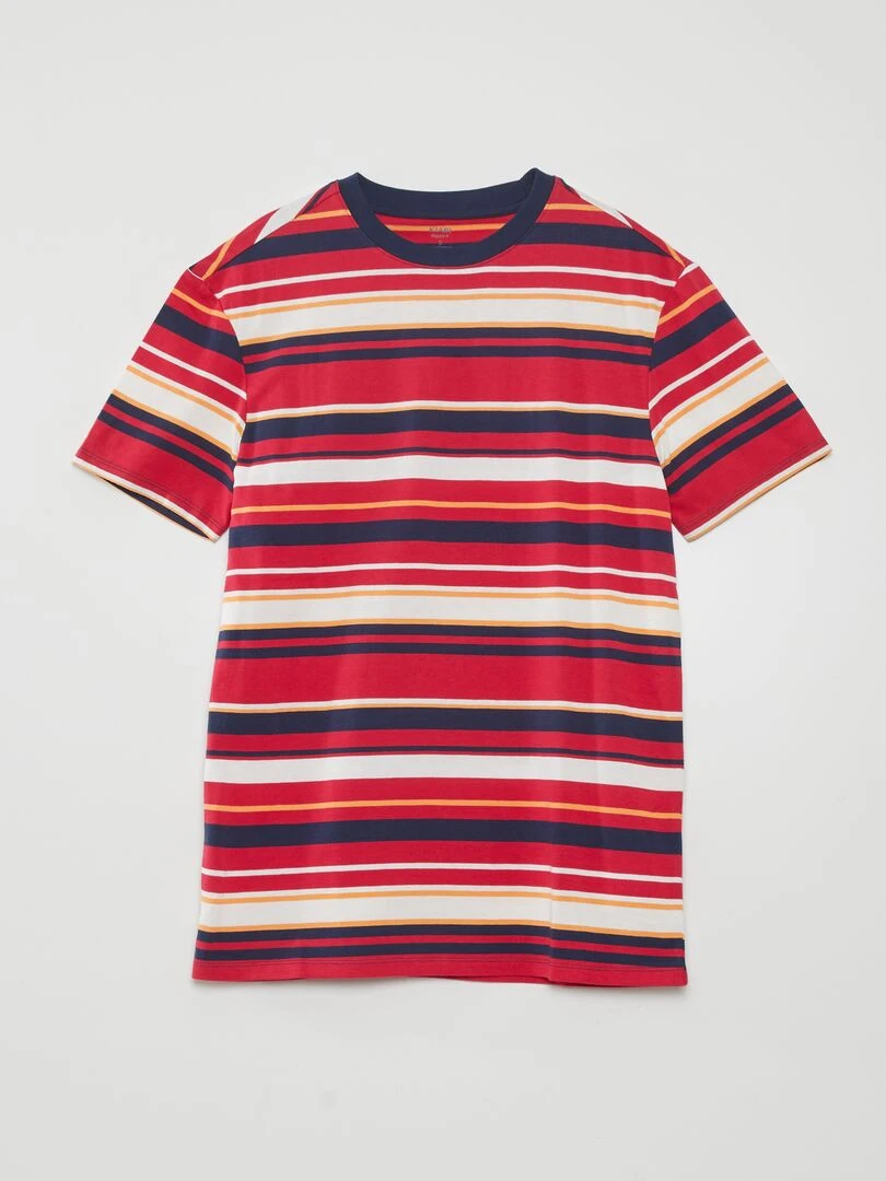 Tee shirt larges rayures colorées Rouge