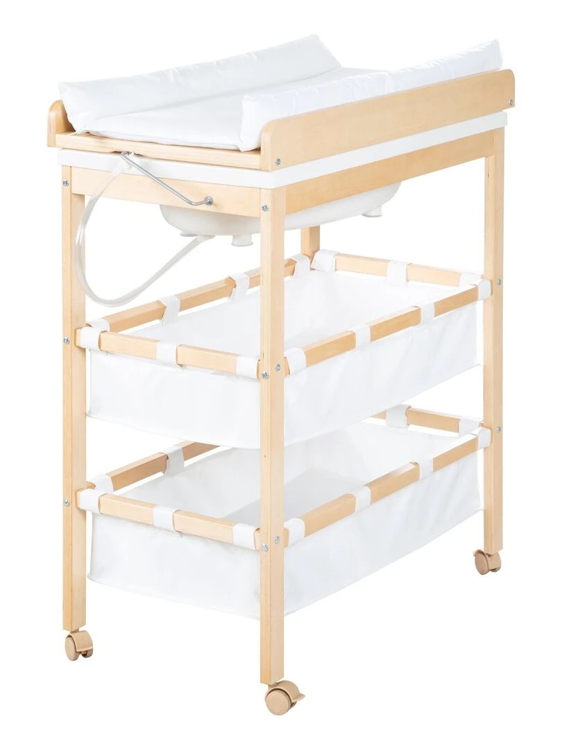 ROBA Table À Langer Avec Baignoire "Baby Pool" + Matelas À Langer Blanc Naturel Blanc