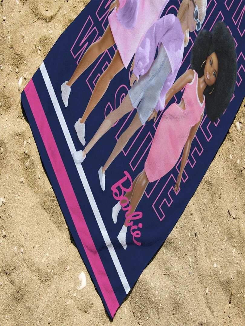 BARBIE Serviette De Plage Barbie 70x140 cm 100% Coton 300 GSM Bleu Marine Bleu marine