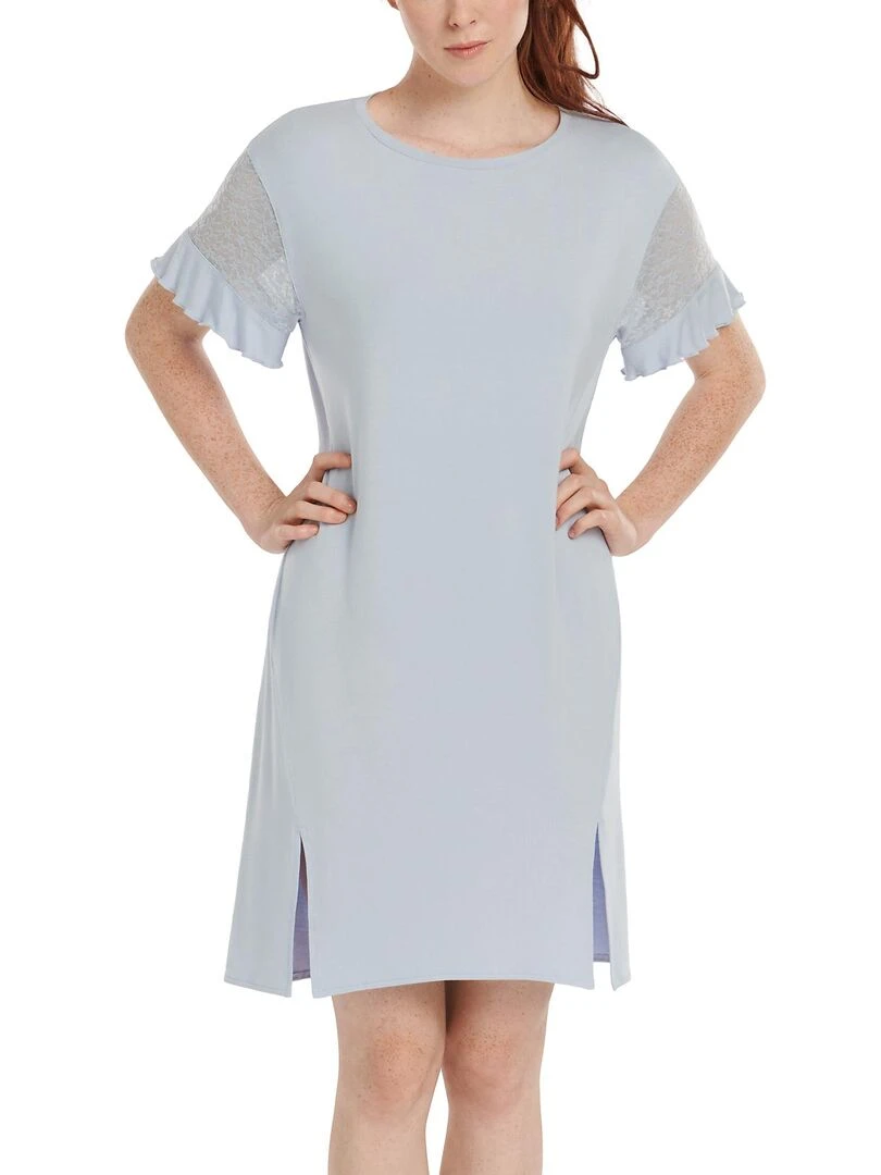 Chemise de nuit manches courtes Smooth Bleu ciel