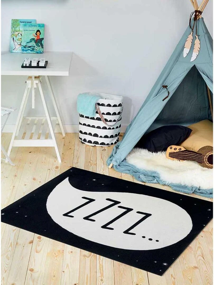 Tapis enfant SLEEP TIGHT MD Noir 95x125 Fait en Europe en nylon   Noir