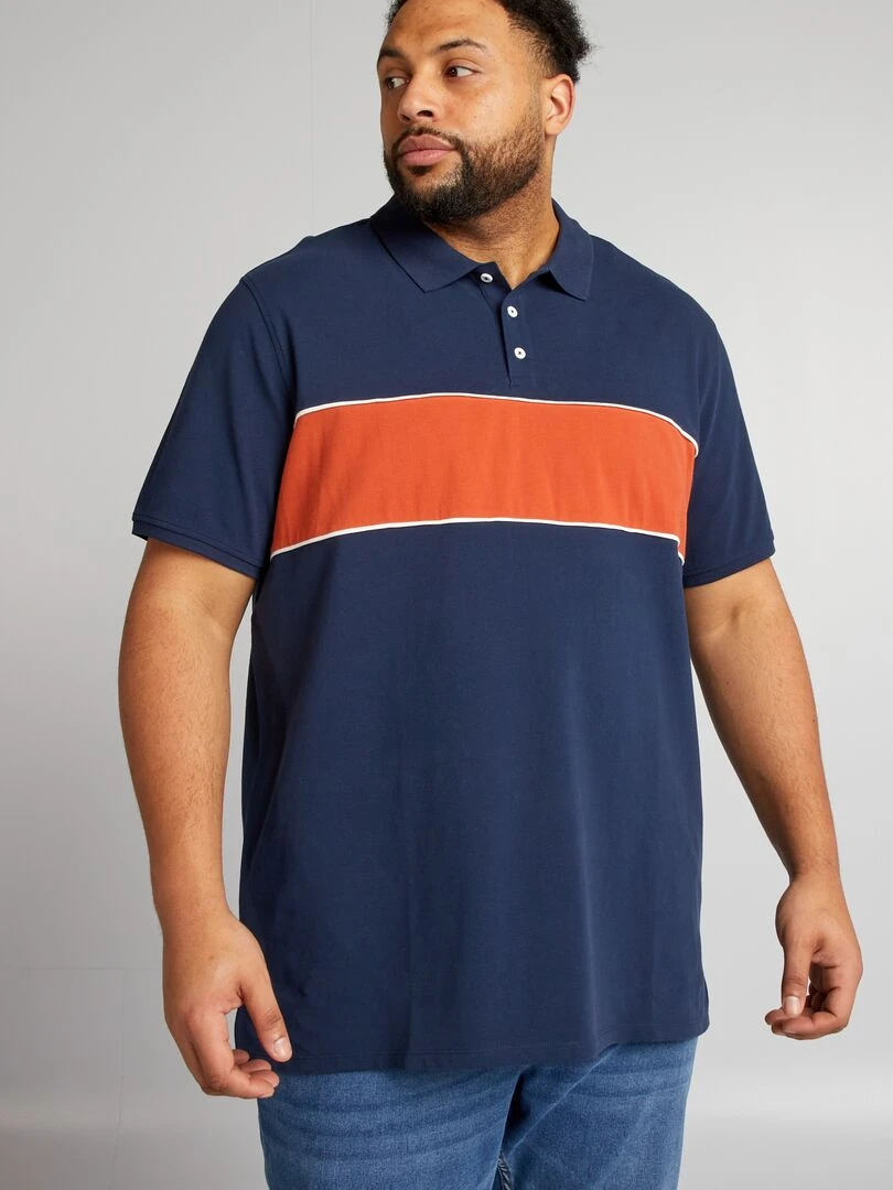 Polo en coton effet rugby   orange