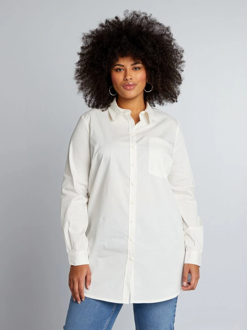 Chemisier en popeline   BLANC