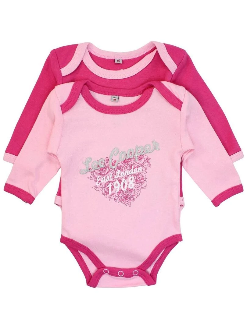 Lee Cooper Lot de 2 bodys bébé fille en coton Rose fushia