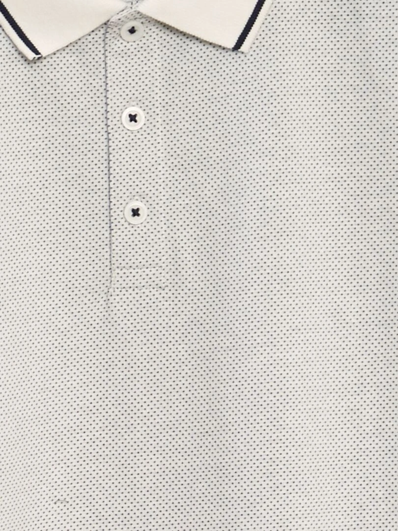 Polo en piqué de coton effet moucheté   blanc