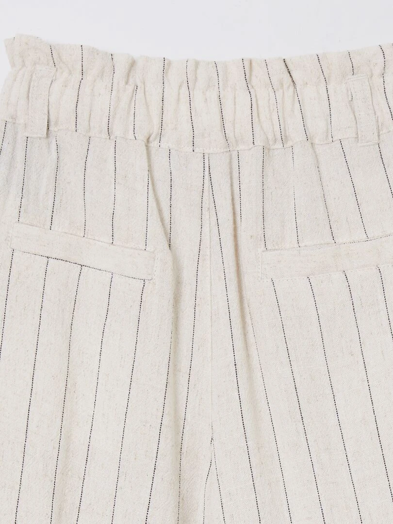 Pantalon droit rayé   Beige