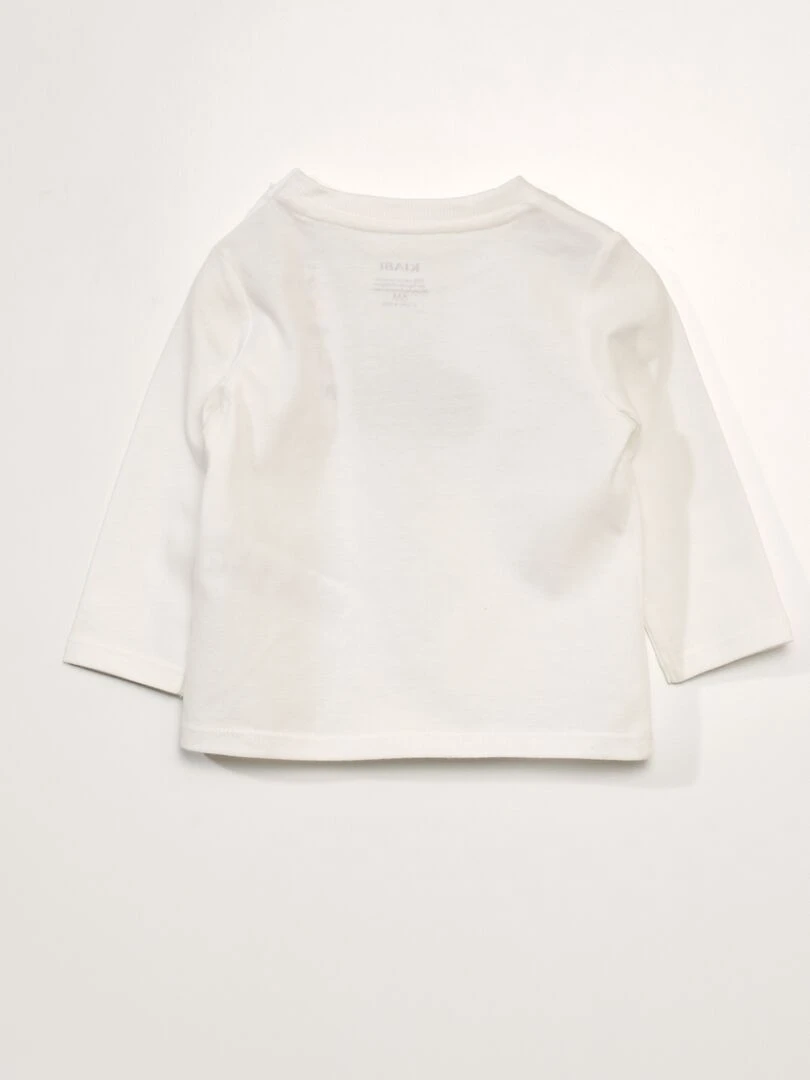 Tee shirt chiné avec imprimé en bouclette   Blanc