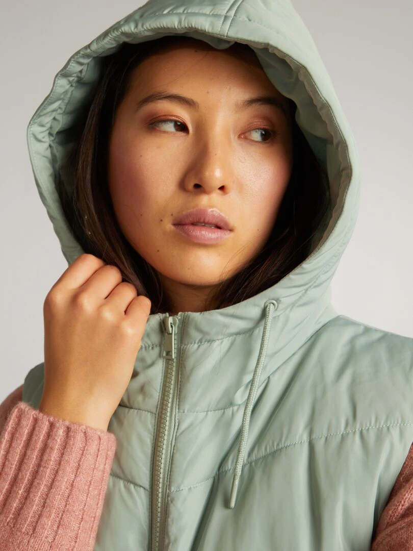 Doudoune sans manches à capuche   Vert