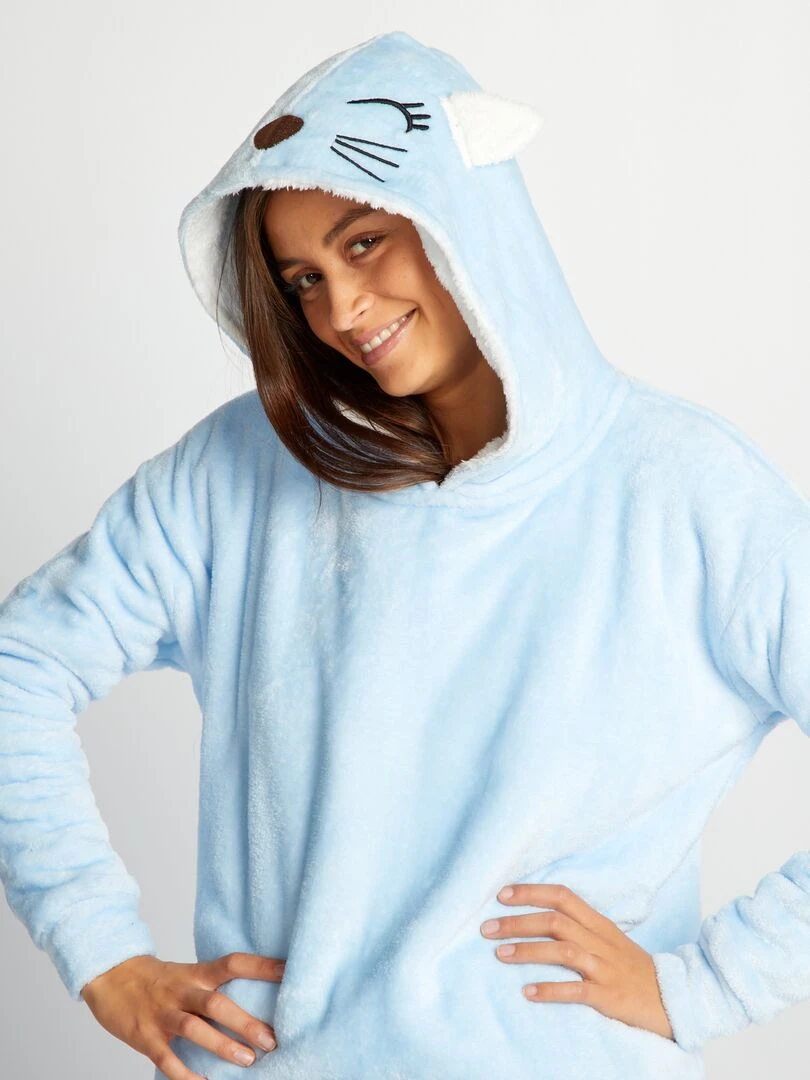 Sweat en maille peluche Bleu