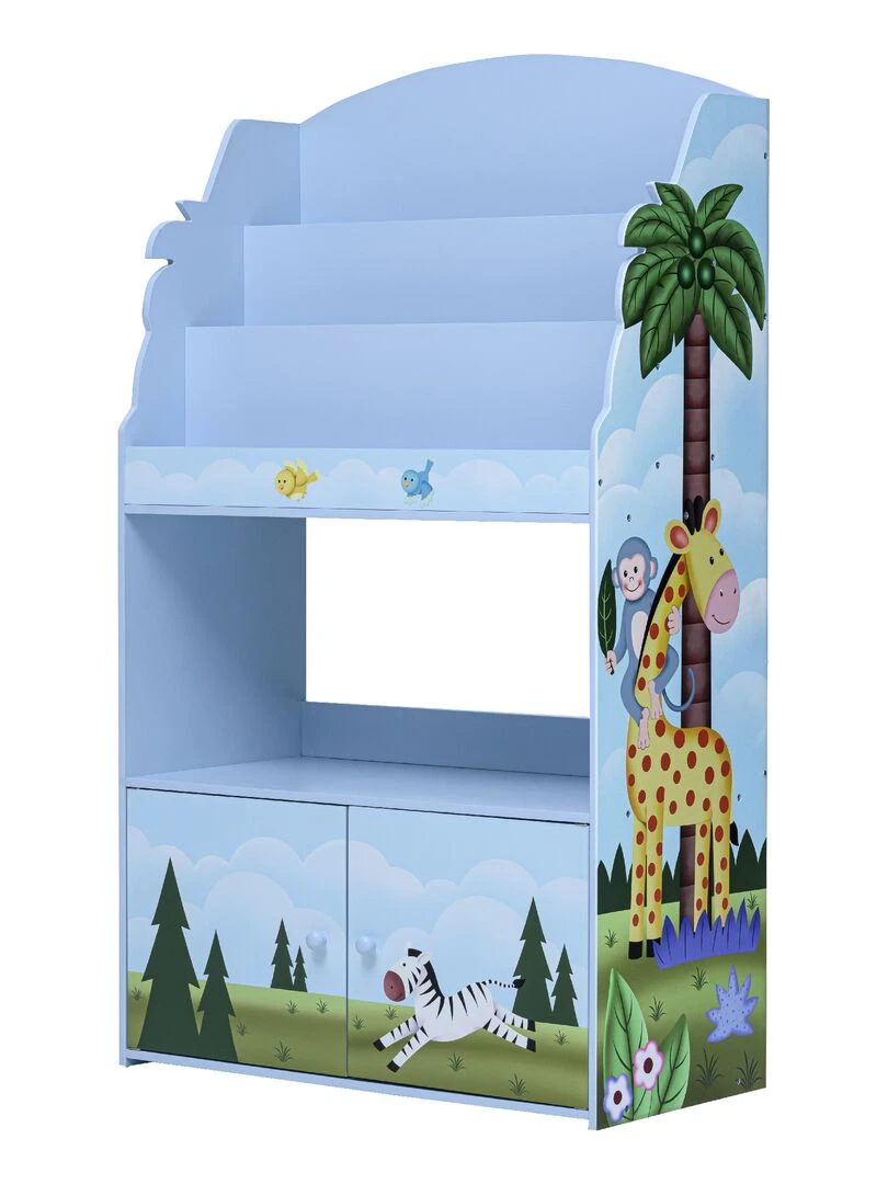 Bibliothèque enfant avec placard de rangement en bois bleu Fantasy Fields TD 13394SS Multicolore