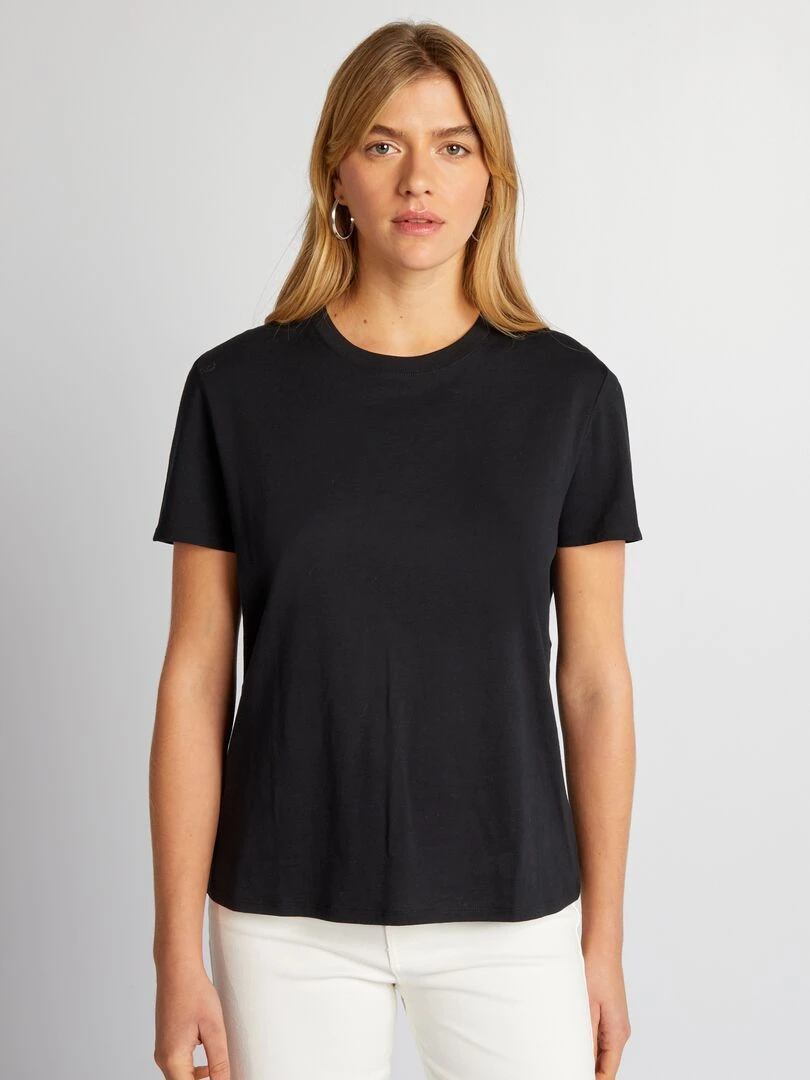 T shirt uni en jersey   noir