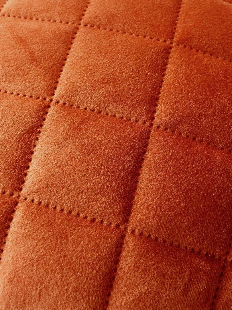Coussin en velours et piqûres losanges   Marron tabac