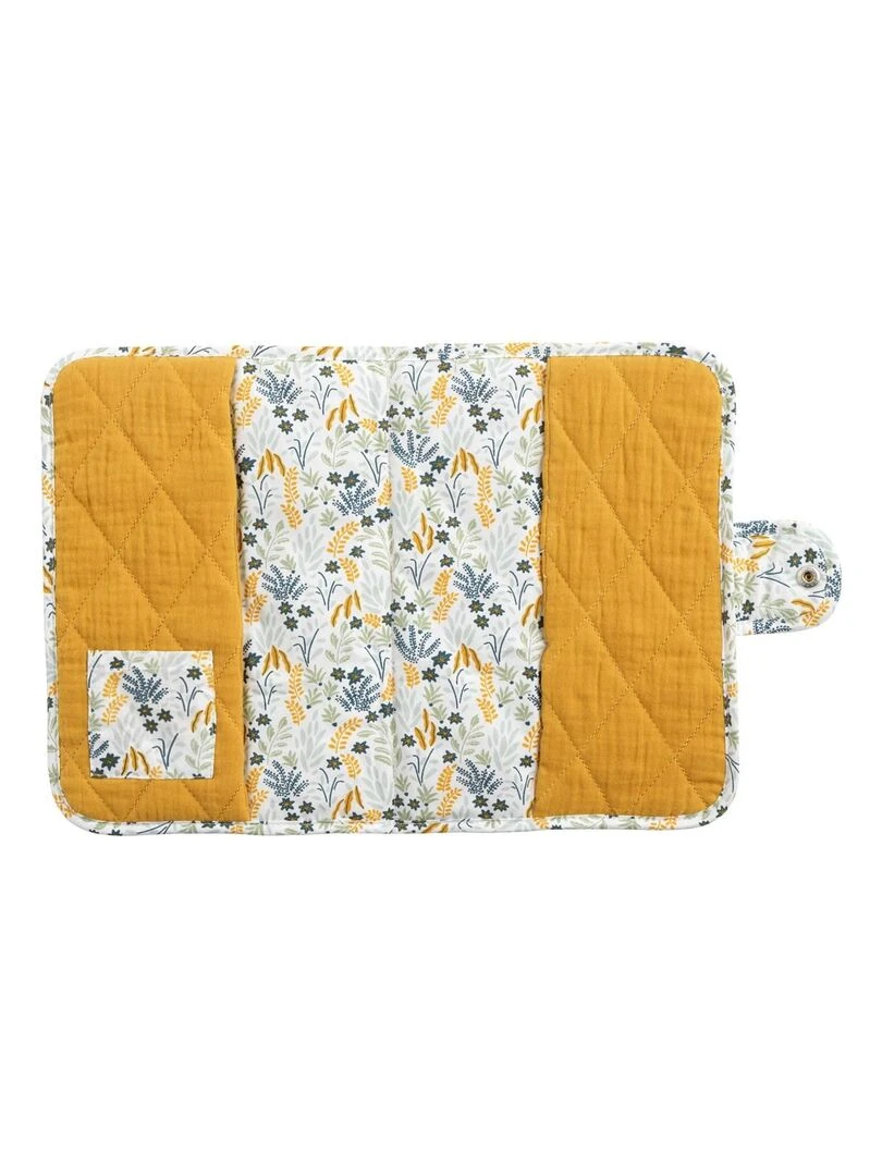 Protège carnet santé en coton jaune moutarde   SAUTHON   Jaune moutarde