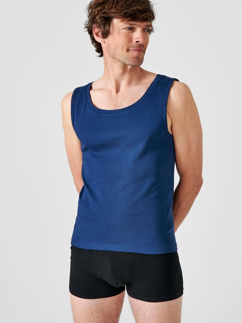 Lot de 2 débardeurs Essential pur coton peigné Damart Bleu marine