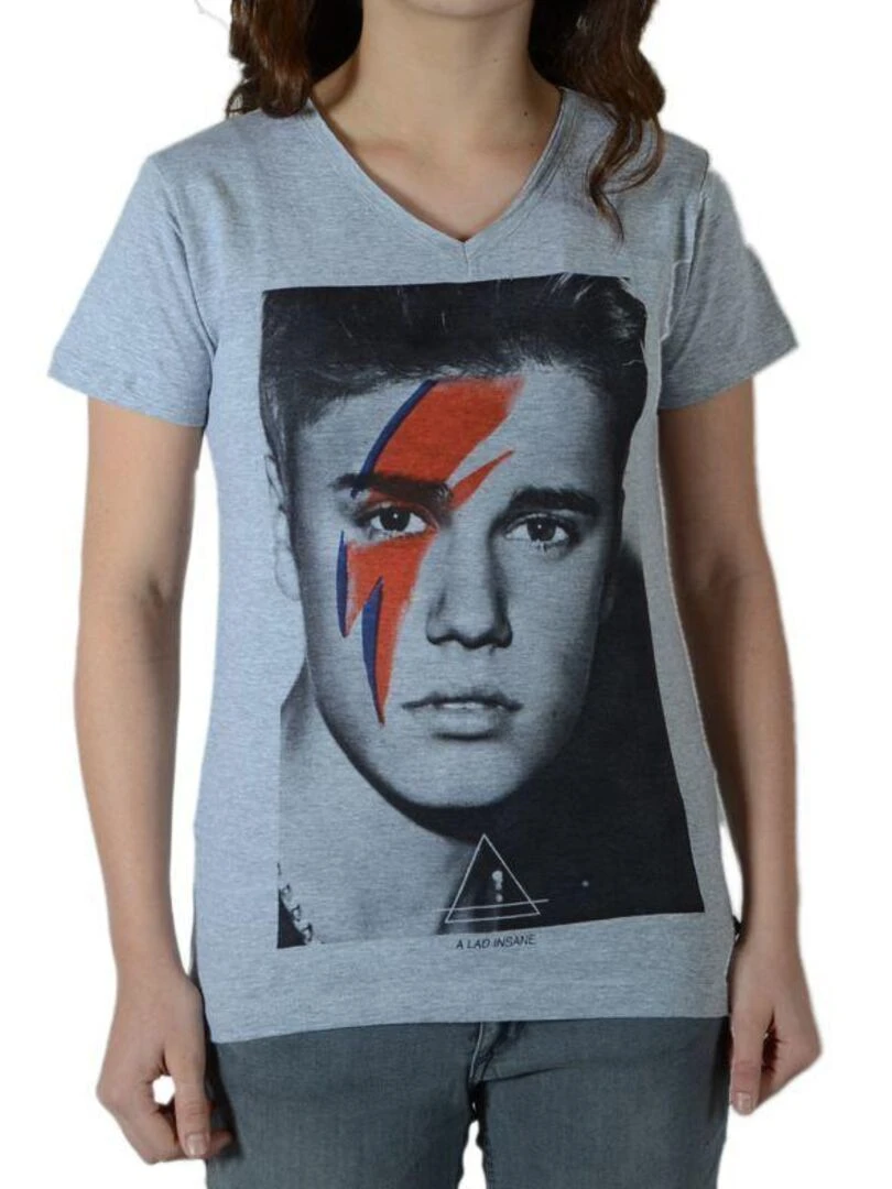 Tee Shirt Little Eleven Paris Bieber SS Mixte garçon fille Justin Bieber Gris Chiné Gris