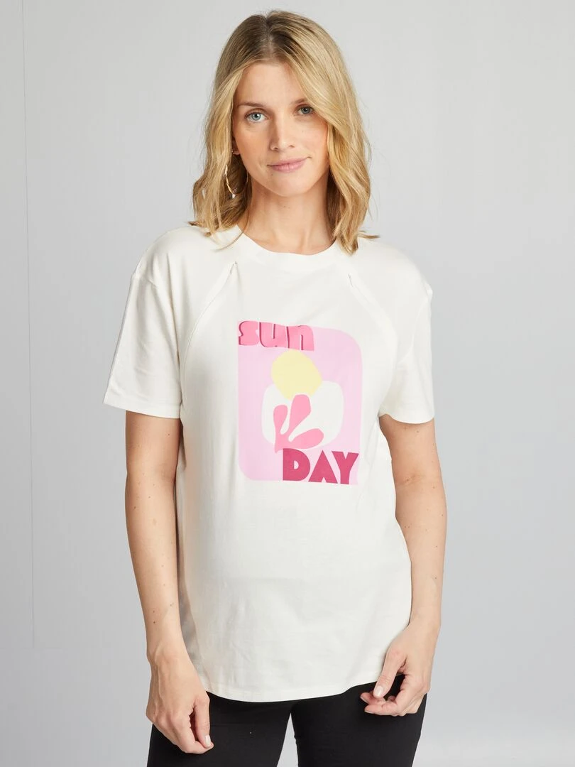 T shirt d'allaitement à ouvertures   Blanc