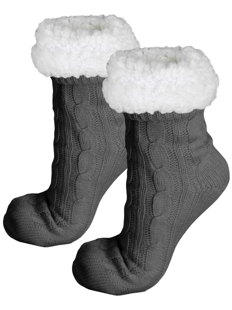 Paire de chaussettes chaussons polaires mixtes Taille 40 45 Vivezen Gris