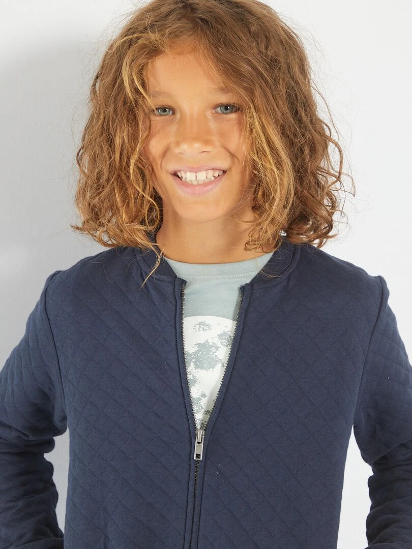 Sweat zippé en molleton   bleu marine