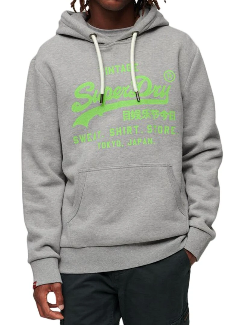 Sweat à Capuche Superdry Neon VL Gris