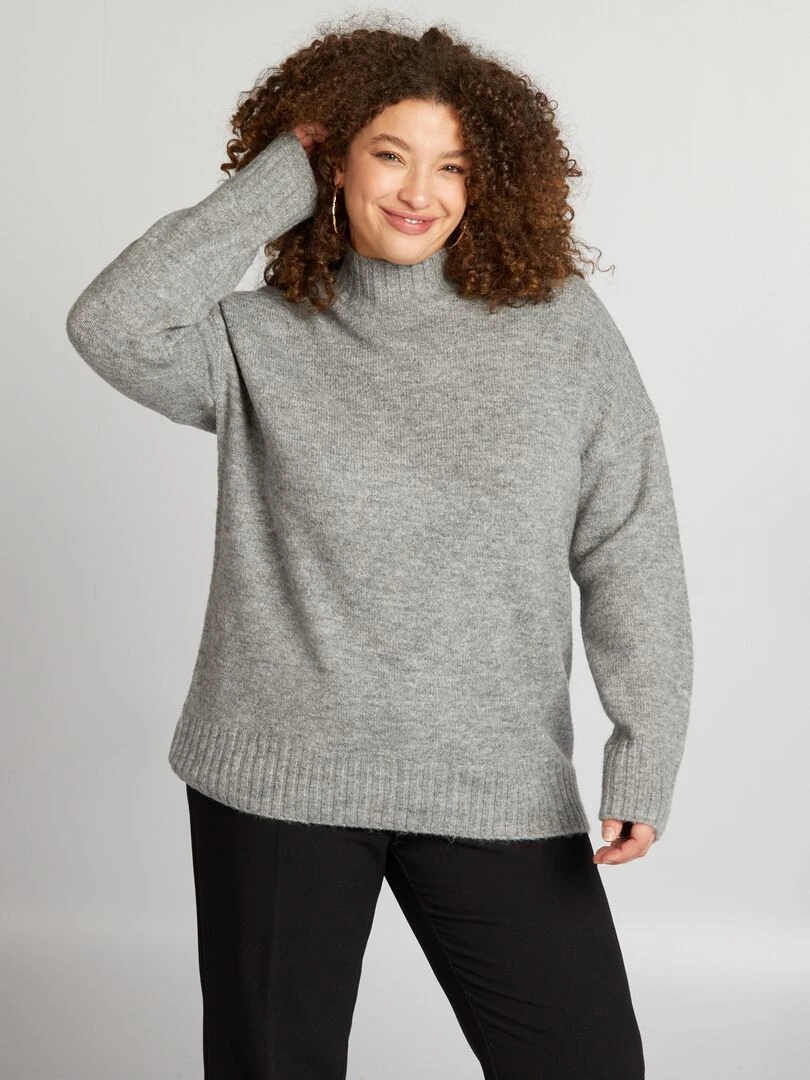 Pull col montant   Gris