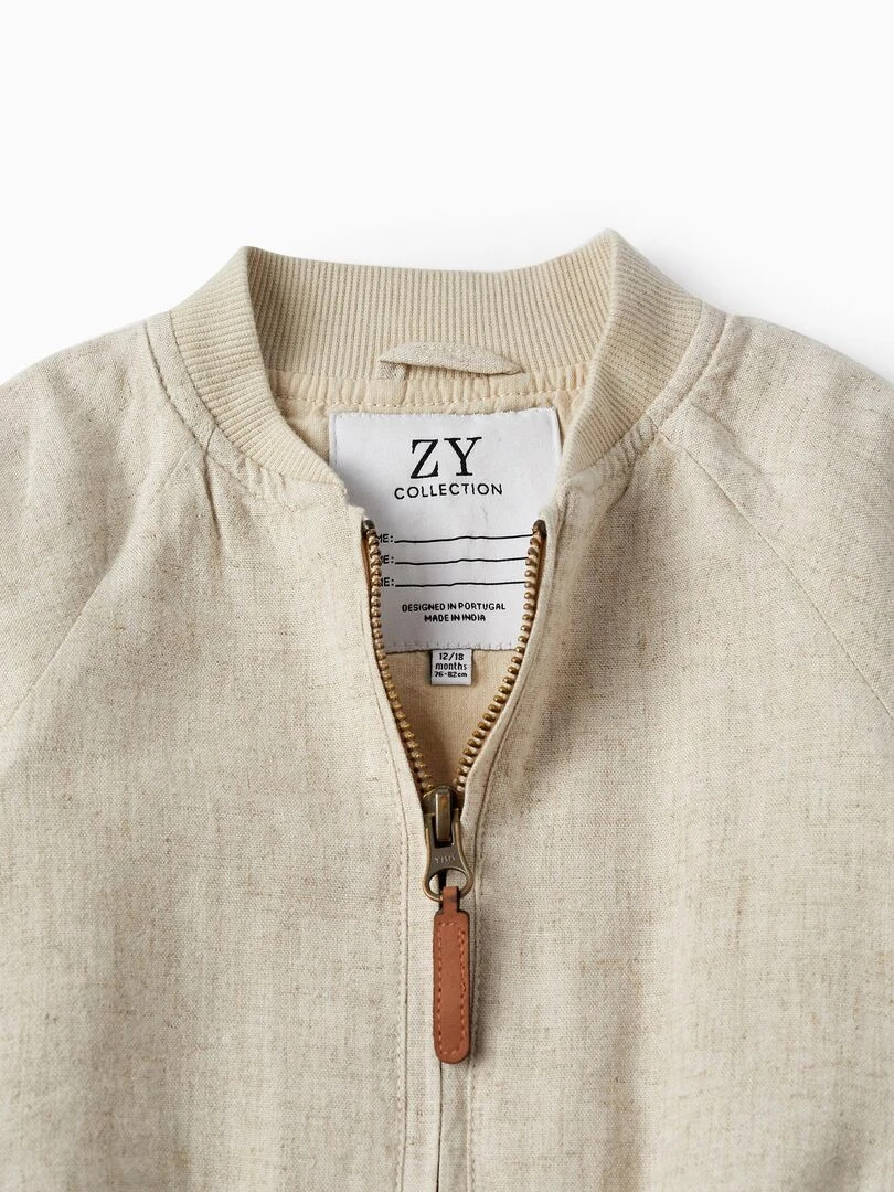 Veste Bomber en Lin pour Bébé Garçon  CÉRÉMONIE   Beige