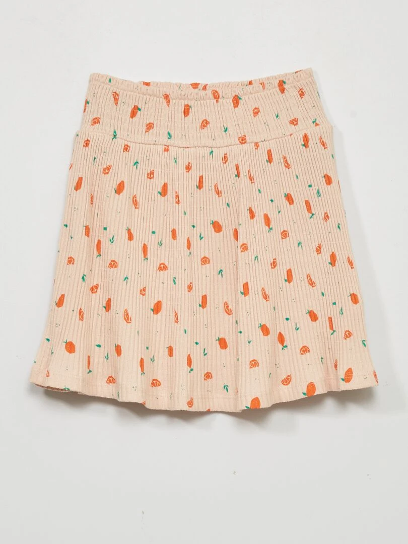 Jupe imprimée en maille pointelle   Beige