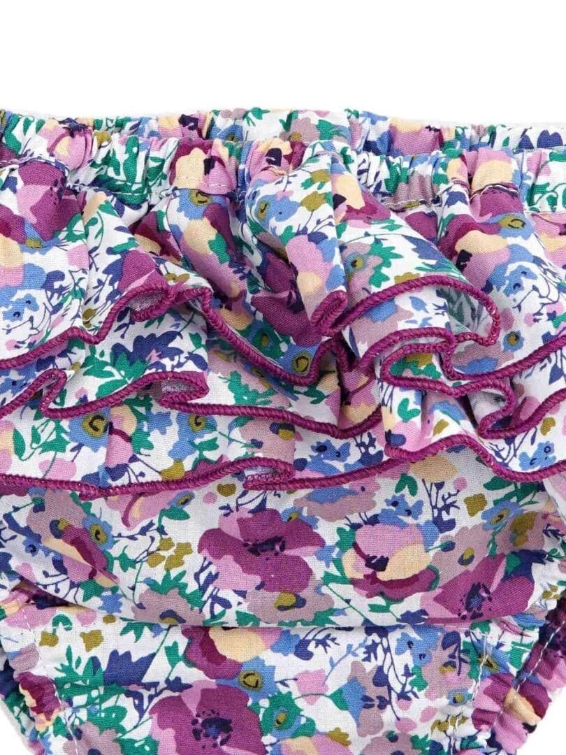 Maillot de Bain 2 Pièces Fille  Fleuri Violet & Bleu  SWAN   'LA FAUTE A VOLTAIRE'   Violet