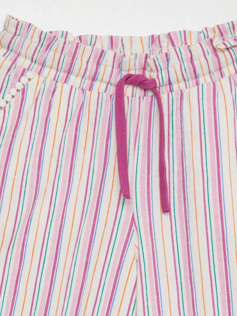Pantalon large rayé Blanc