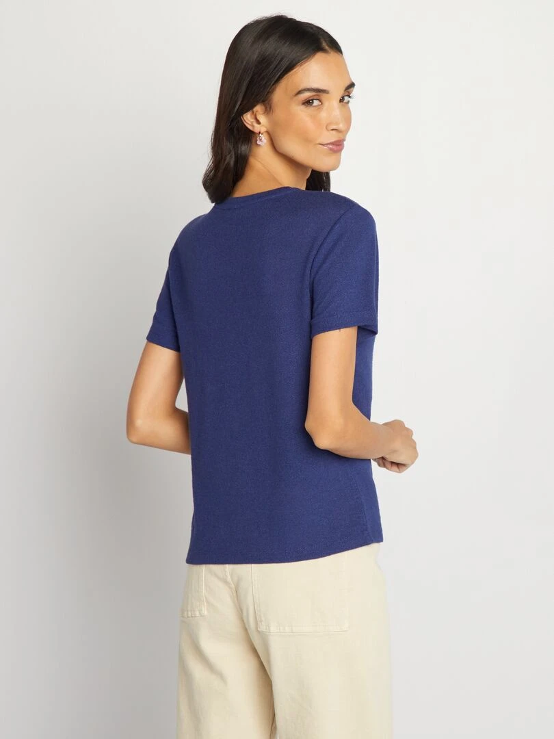 T shirt manches courtes à col rond   Bleu