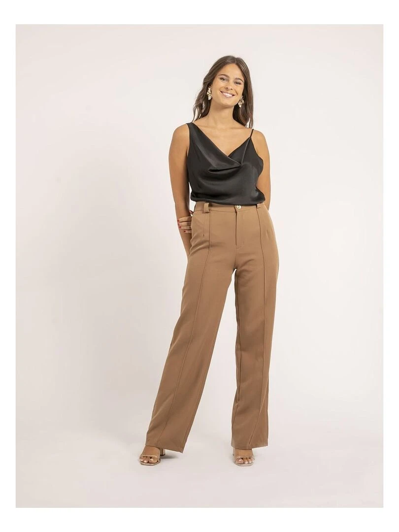 Pantalon coupe droite ELSY   Marron caramel