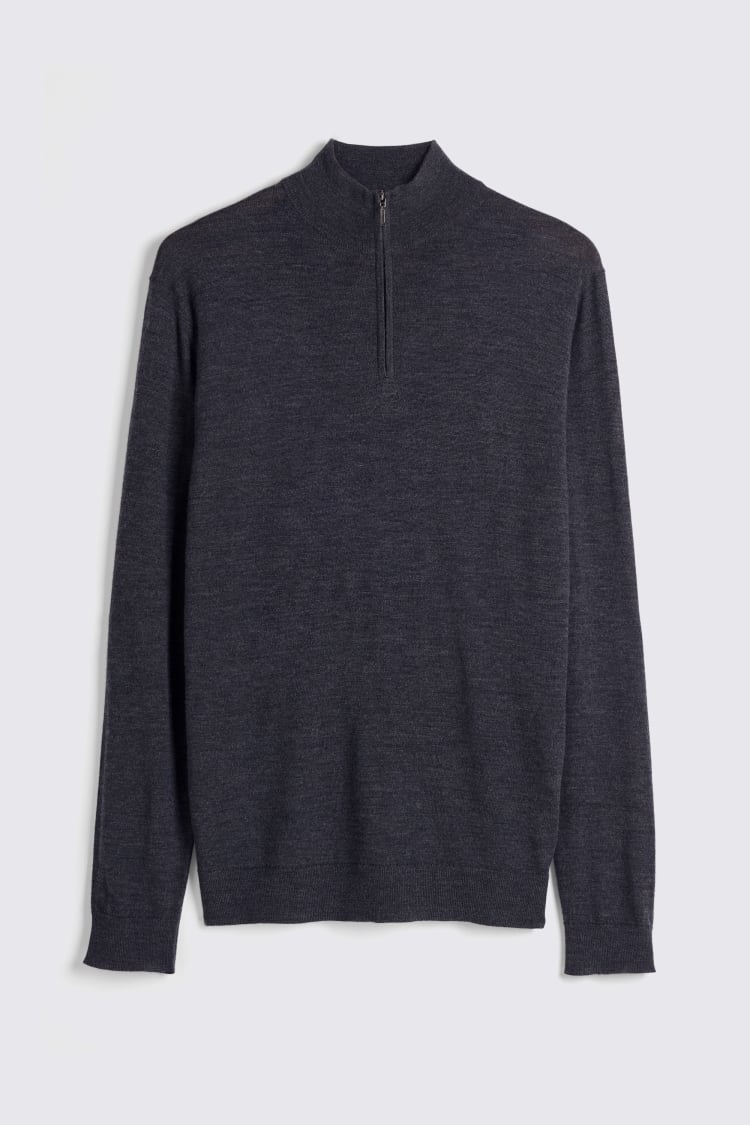 Navy Merino Crew Neck Jumper   Buy Online at Moss