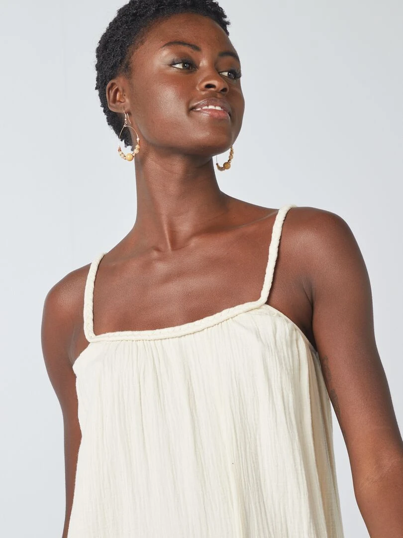 Robe longue à bretelles tressées Beige