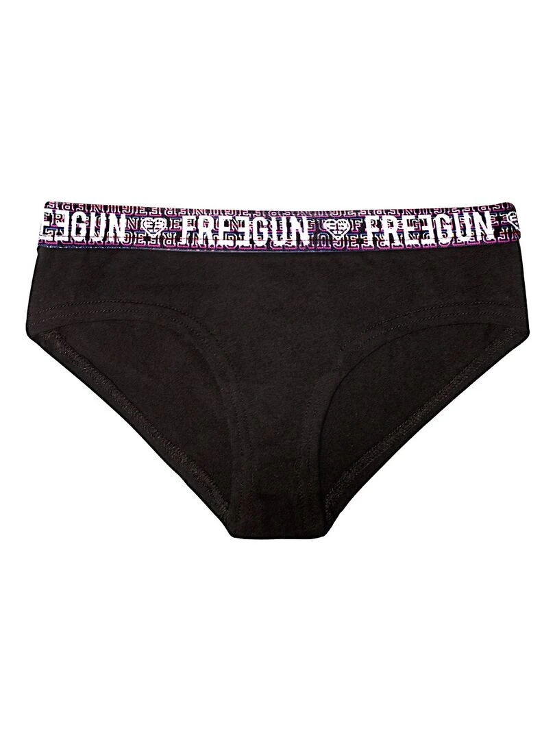 Lot de 4 Boxers coton fille Uni Freegun   Noir