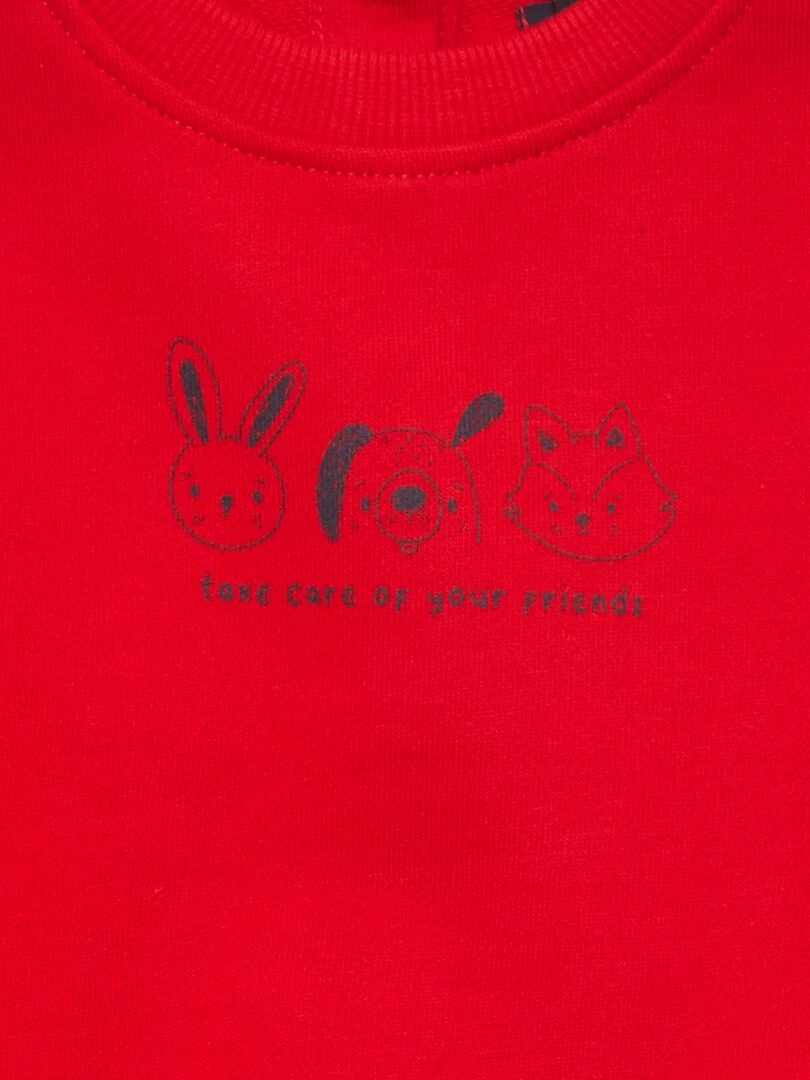 Sweat en molleton fin Rouge