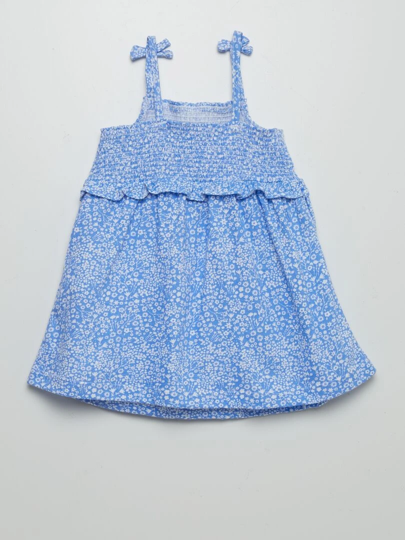 Robe à bretelles avec base volantée Bleu