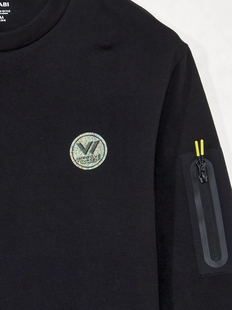 Sweat en piqué de coton Noir