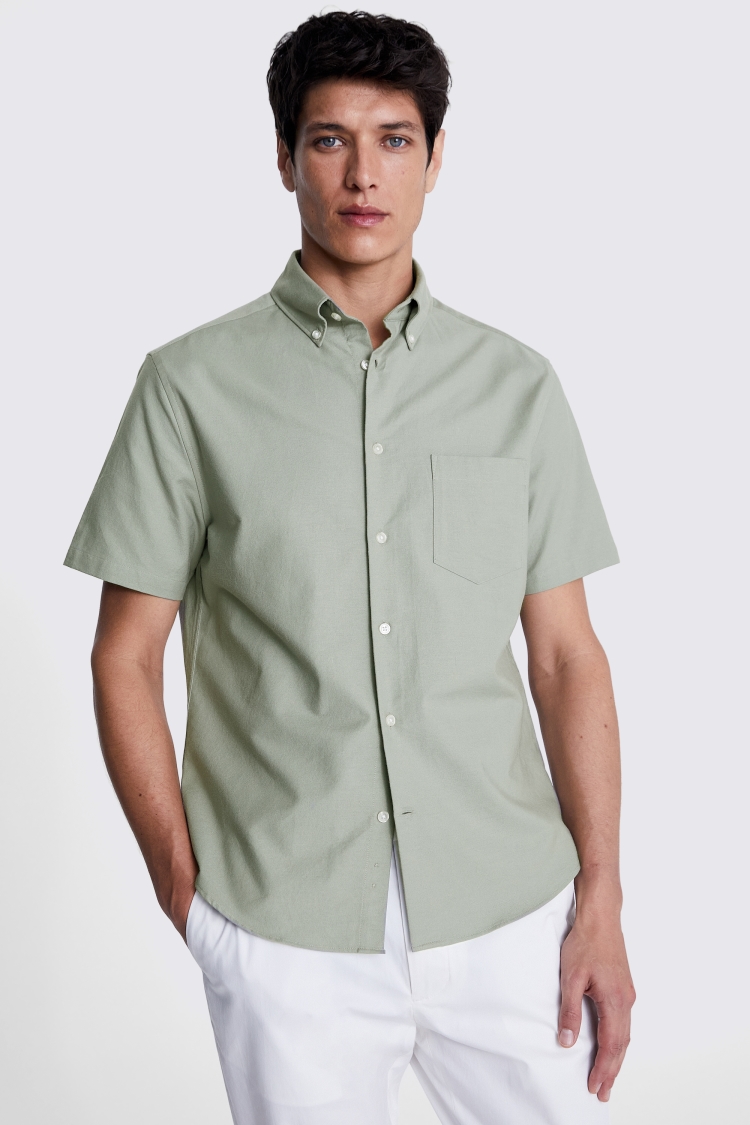 Sky Short Sleeve Washed Oxford Shirt   Buy Online at Moss