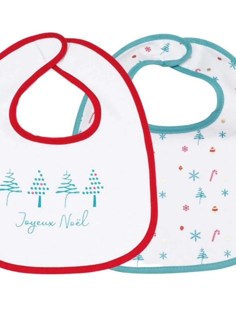 Lot de 2 bavoirs de Noël 1er âge Rouge