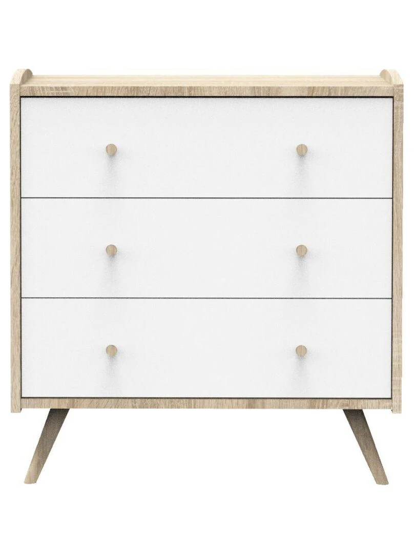 Commode 3 tiroirs SAUTHON Blanc Marron