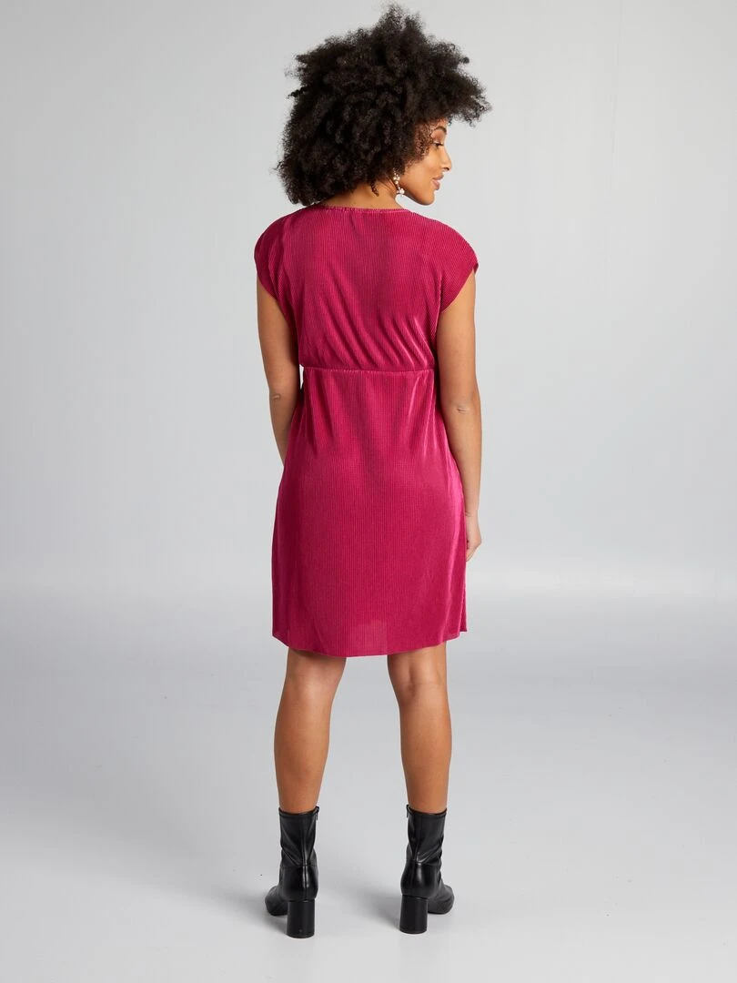 Robe en maille plissée   Rose