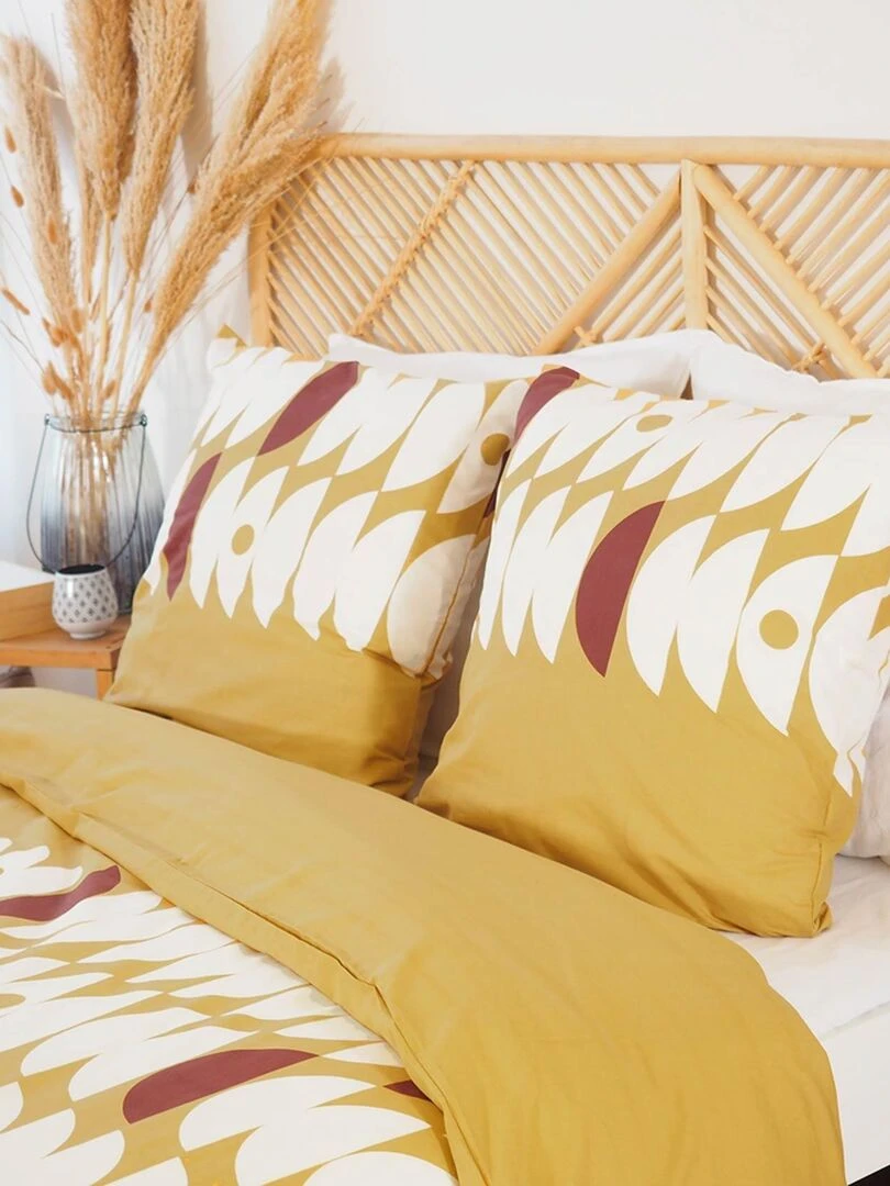 Parure de lit esprit ethnique Jaune moutarde
